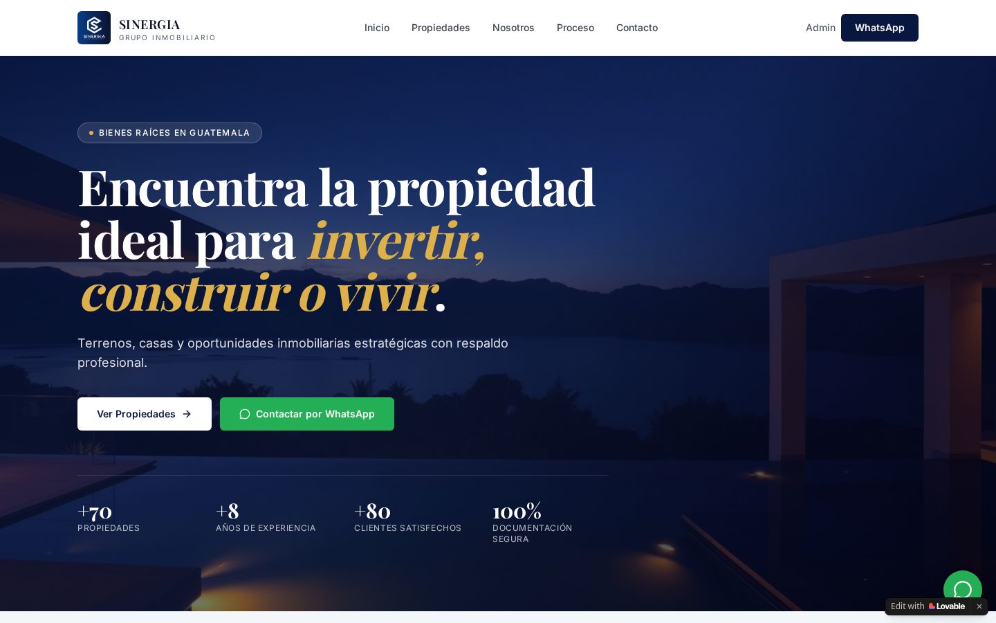 Captura de pantalla de Sinergia · Portafolio