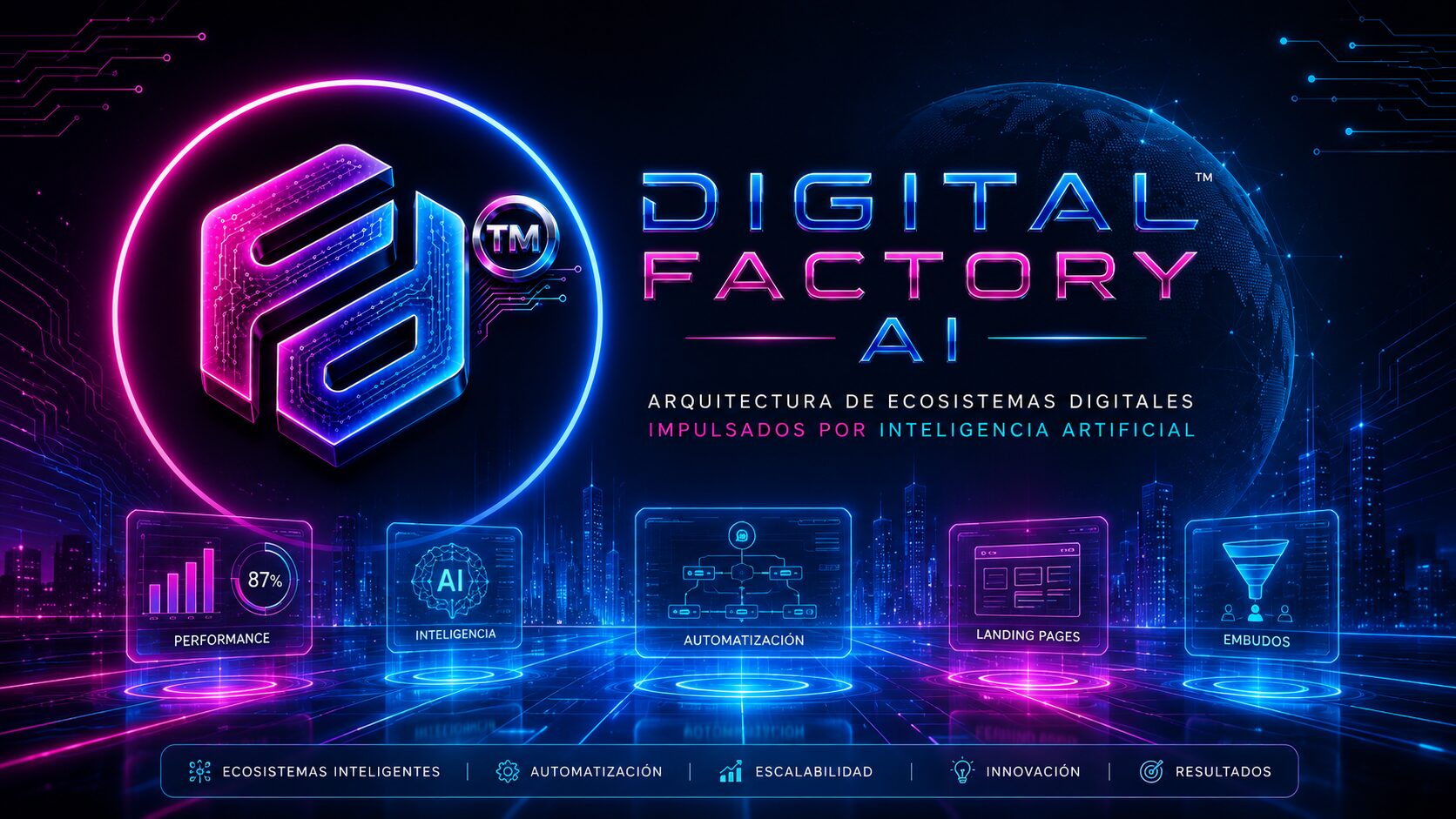Banner corporativo de DIGITAL FACTORY AI: arquitectura de ecosistemas digitales impulsados por inteligencia artificial