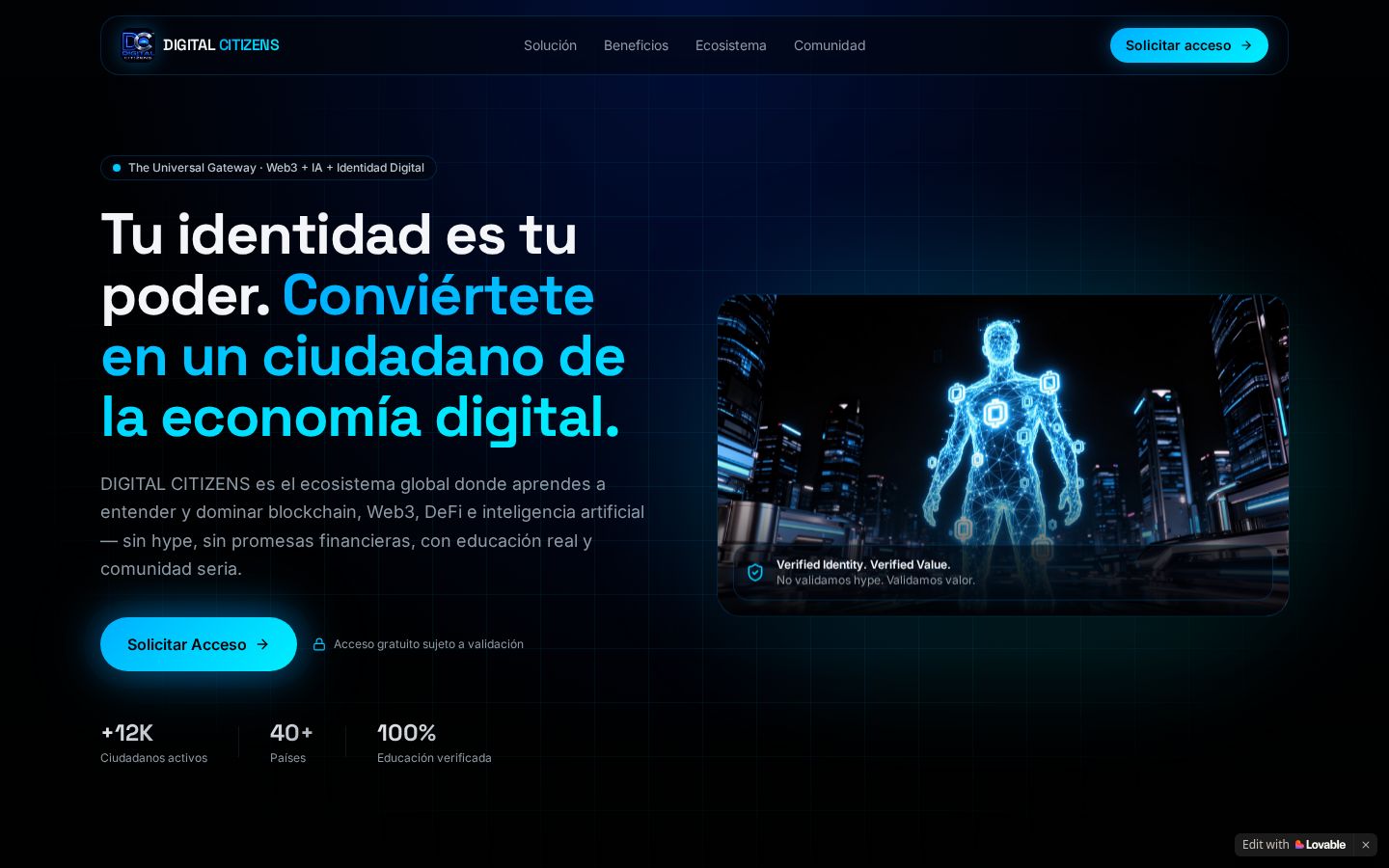 Captura de pantalla de Landing Digital Citizens